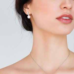 Cercei argint cu perle naturale albe si cristale cu tortita DiAmanti SK23211EL_W-G (Argint 925‰ 2,5 g.)